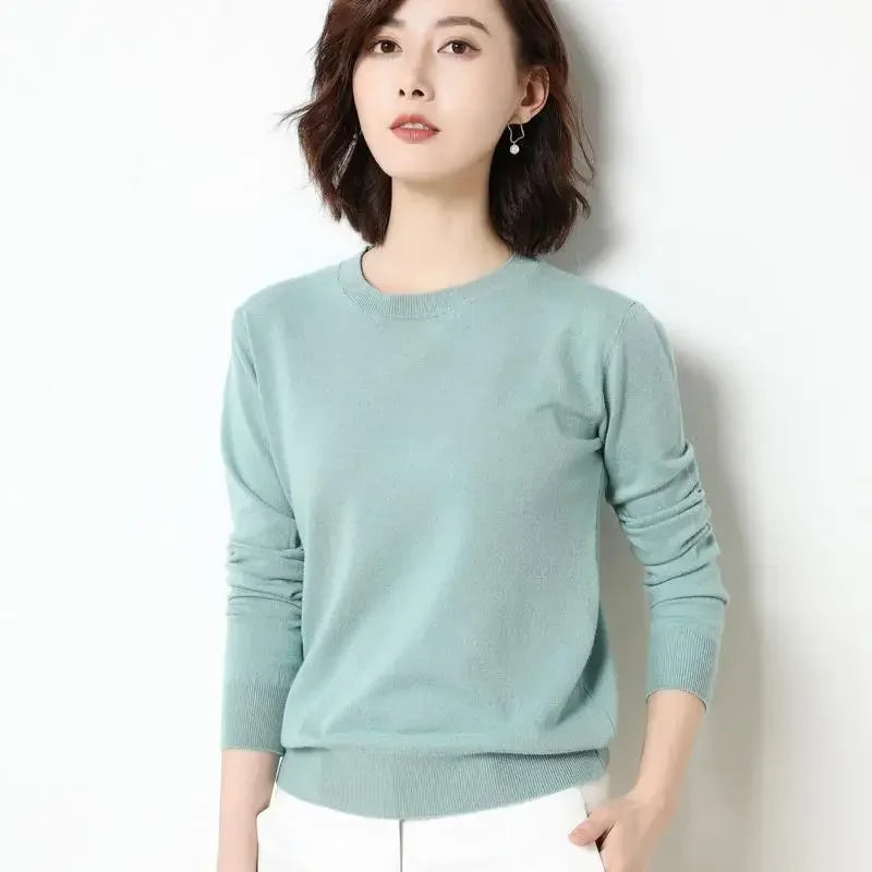 Women Sweater 2025 O-neck Long Sleeve Autumn Winter Pullovers Fashion Korean Sweaters Bottoming Shirts Slim Knitwear Jumpers