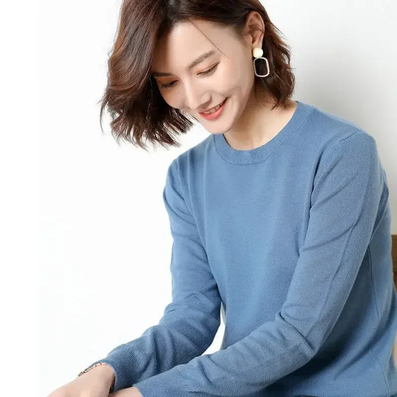 Women Sweater 2025 O-neck Long Sleeve Autumn Winter Pullovers Fashion Korean Sweaters Bottoming Shirts Slim Knitwear Jumpers